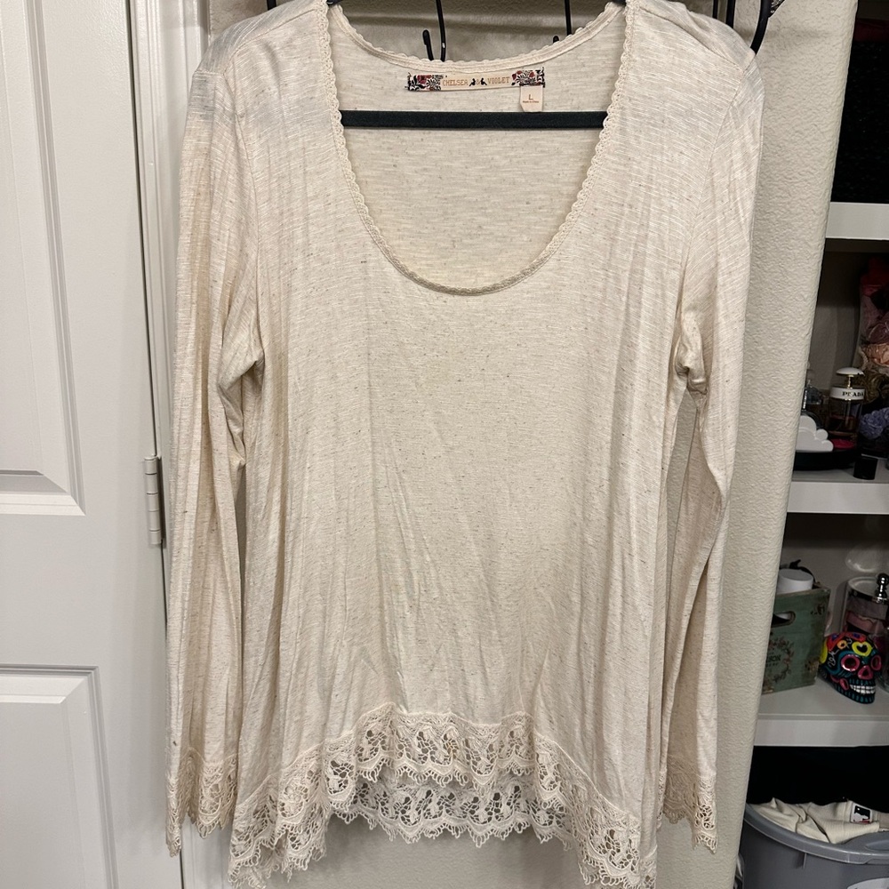 Chelsea & Violet Lace Trimmed Top